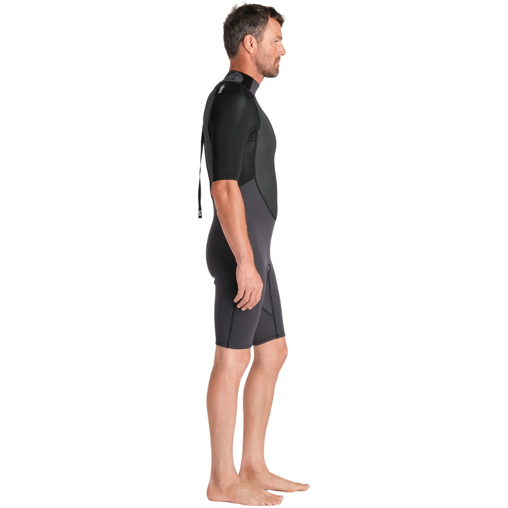 2026 C-Skins Herre Element 3/2mm Back Zip Shorty Våddragt C-EL32SHM  Antracit / Black / Neon Flare